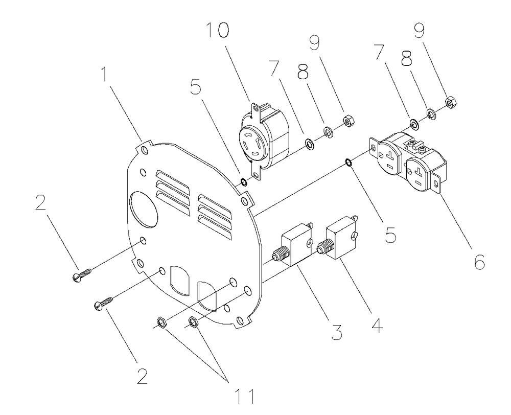 Control Panel Diagram and Parts List for BSP3200 1773-0 Briggs and Stratton Generator